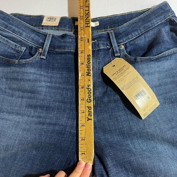 NEW Levis Womens Classic‎ Straight Jeans Size 32 Mid Rise Stretch Blue Denim - Picture 8 of 9
